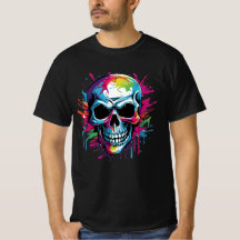 Evil Death Skull: Graffiti Colorful T - Shirt Art