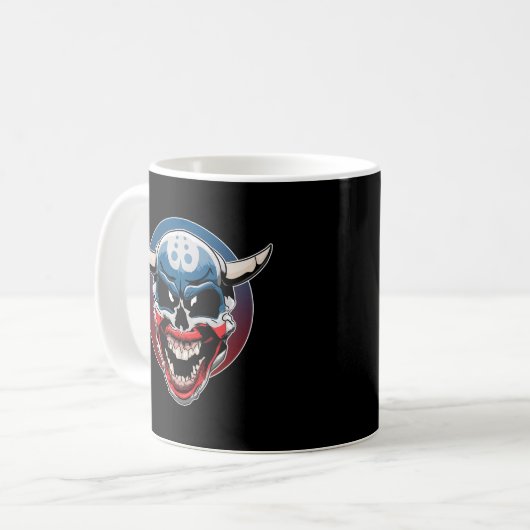 Evil Demon Clown Skull Kaffeetasse (Vorderseite Links)