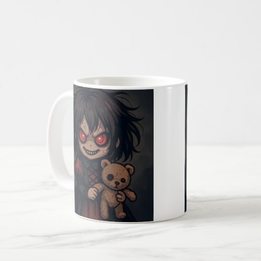 Evil Doll Cartoon Kaffeetasse (Vorderseite Links)