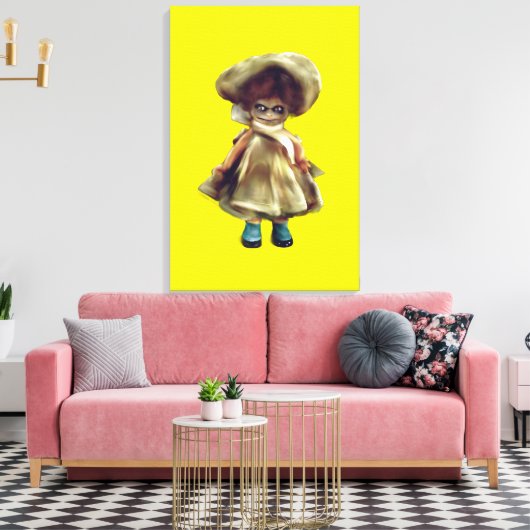 EVIL DORA DOLL, Spuk Puppenproduktversion Leinwand (Insitu (Wohnzimmer))