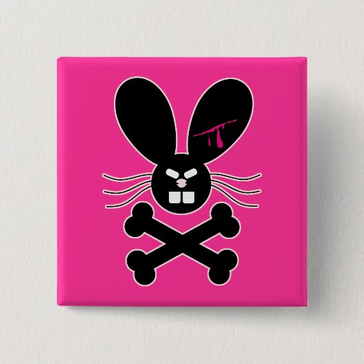 Evil Emo Bunny Crossbones Button (Vorderseite)
