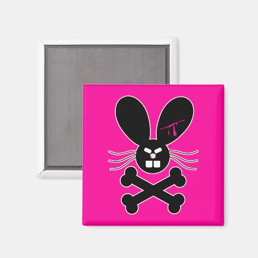 Evil Emo Bunny Crossbones Magnet (Vorderseite/Rückseite)