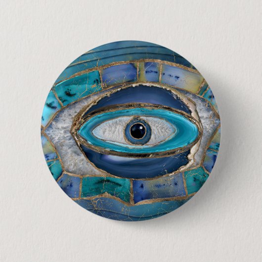 Evil Eye Amulet Agate und Gold Button (Vorderseite)