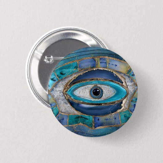 Evil Eye Amulet Agate und Gold Button (Vorne & Hinten)