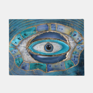Evil Eye Amulet Agate und Gold Fußmatte