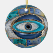 Evil Eye Amulet Agate und Gold Keramik Ornament (Vorne)