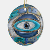 Evil Eye Amulet Agate und Gold Keramik Ornament (Links)