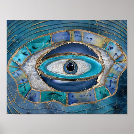 Evil Eye Amulet Agate und Gold Poster (Vorne)