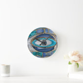 Evil Eye Amulet Agate und Gold Runde Wanduhr (Zuhause)