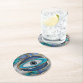 Evil Eye Amulet Agate und Gold Runder Pappuntersetzer (Vor Ort)