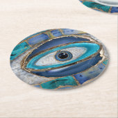 Evil Eye Amulet Agate und Gold Runder Pappuntersetzer (Angewinkelt)