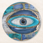 Evil Eye Amulet Agate und Gold Runder Pappuntersetzer (Vorderseite)