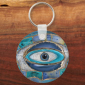 Evil Eye Amulet Agate und Gold Schlüsselanhänger (Vorderseite)
