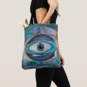 Evil Eye Amulet Agate und Gold Tasche (Von Nahem)