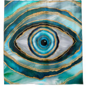 Evil Eye Amulet Aquarellmarmor und Gold Duschvorhang (Vorderseite)