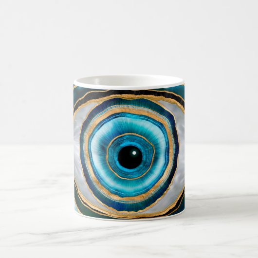 Evil Eye Amulet Aquarellmarmor und Gold Kaffeetasse (Mittel)