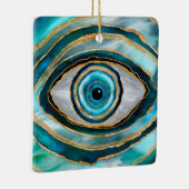 Evil Eye Amulet Aquarellmarmor und Gold Keramikornament (Rechts)