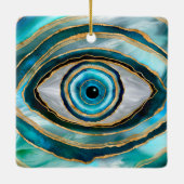 Evil Eye Amulet Aquarellmarmor und Gold Keramikornament (Rückseite)