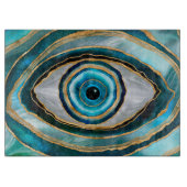 Evil Eye Amulet Aquarellmarmor und Gold Schneidebrett (Vorderseite)
