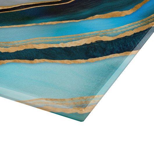 Evil Eye Amulet Aquarellmarmor und Gold Schneidebrett (Ecke)