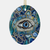 Evil Eye Amulet Blue Geodes und Crystals Keramik Ornament (Rechts)