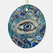 Evil Eye Amulet Blue Geodes und Crystals Keramik Ornament (Links)