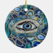 Evil Eye Amulet Blue Geodes und Crystals Keramik Ornament (Hinten)