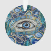 Evil Eye Amulet Blue Geodes und Crystals Ornament (Vorderseite)