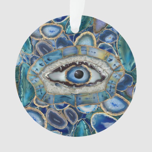 Evil Eye Amulet Blue Geodes und Crystals Ornament (Vorderseite)