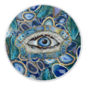 Evil Eye Amulet Blue Geodes und Kristalle Keramikknauf (Vorderseite)
