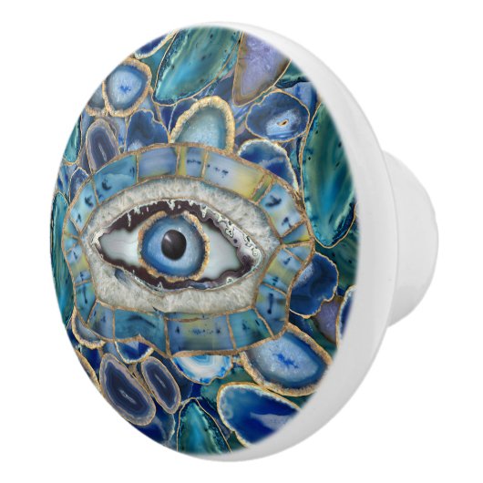 Evil Eye Amulet Blue Geodes und Kristalle Keramikknauf (Rechts)