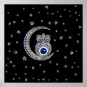 Evil Eye Amulet - Eule auf dem Mond Poster (Vorne)