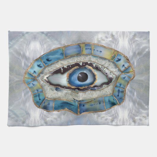 Evil Eye Amulet Geodes und Kristalle Geschirrtuch (Horizontal)