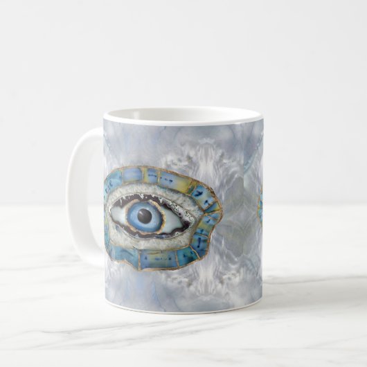 Evil Eye Amulet Geodes und Kristalle Kaffeetasse (Vorderseite Links)