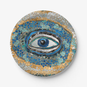 Evil Eye Amulet Geodes und Kristalle Pappteller