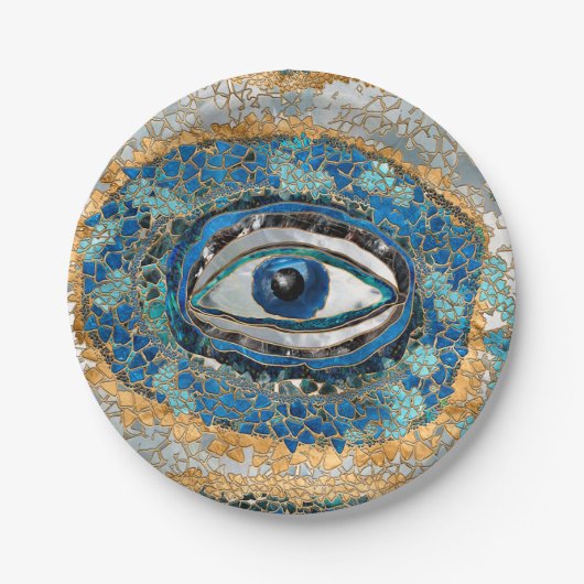 Evil Eye Amulet Geodes und Kristalle Pappteller (Vorderseite)