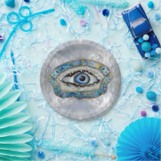 Evil Eye Amulet Geodes und Kristalle Pappteller (Party)