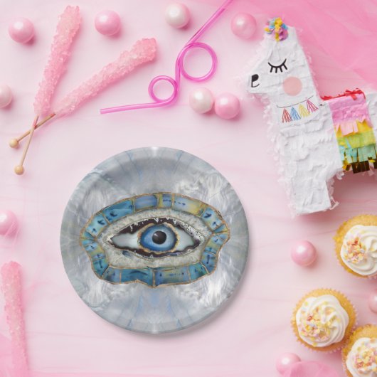 Evil Eye Amulet Geodes und Kristalle Pappteller (Party)