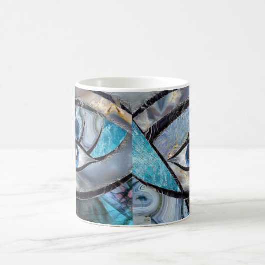 Evil Eye Amulet Mineral Textures Collage Kaffeetasse (Mittel)
