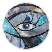 Evil Eye Amulet Mineral Textures Collage Keramikknauf (Vorderseite)