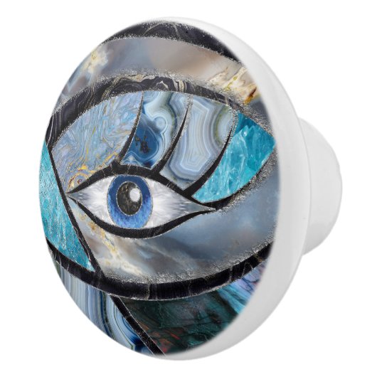 Evil Eye Amulet Mineral Textures Collage Keramikknauf (Rechts)