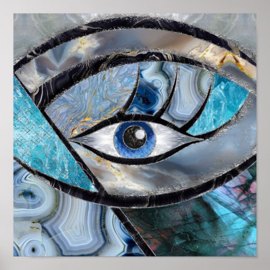 Evil Eye Amulet Mineral Textures Collage Poster (Vorne)