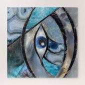 Evil Eye Amulet Mineral Textures Collage Puzzle (Horizontal)