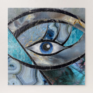 Evil Eye Amulet Mineral Textures Collage Puzzle