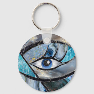 Evil Eye Amulet Mineral Textures Collage Schlüsselanhänger