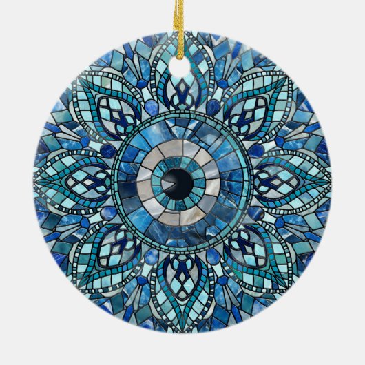 Evil Eye Amulet Mosaic Mandala Art Keramik Ornament (Hinten)