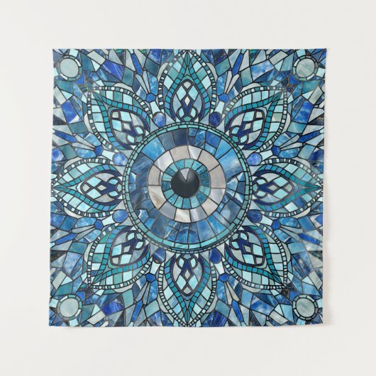 Evil Eye Amulet Mosaic Mandala Art Wandteppich (Vorderseite (Horizontal))