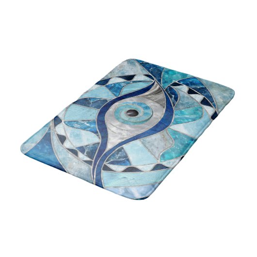 Evil Eye Amulet Mosaic Mineral Textures Badematte (Schrägansicht)