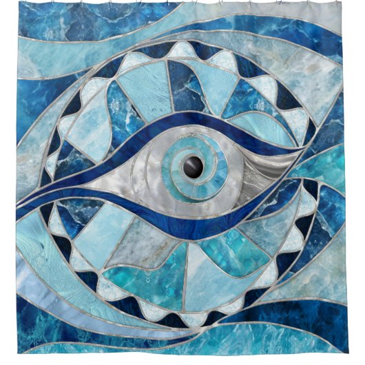 Evil Eye Amulet Mosaic Mineral Textures Duschvorhang (Vorderseite)