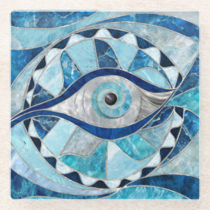 Evil Eye Amulet Mosaic Mineral Textures Glasuntersetzer